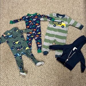 Carter's Green and Blue Kids Footies Set